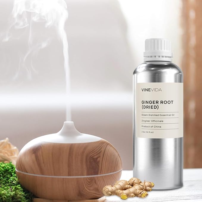 VINEVIDA Dried Ginger Root Essential Oil 32 oz - Undiluted Ginger Root Oil 32 oz - Ginger Root Candle Oil Scent - DIY Candle Scents for Candlemaking - Bulk Essential Oil for Soap Making Safe for Skin