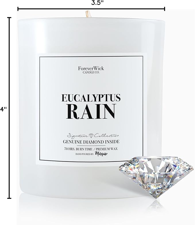 Foreverwick Eucalyptus Rain Candle | Natural Organic Soy Candle | Candle Gift | Aromatherapy Candle for Bath, Destress & Clearance | Strong Scented Candles for Decor | 14 oz & 70 Hours Burning Time