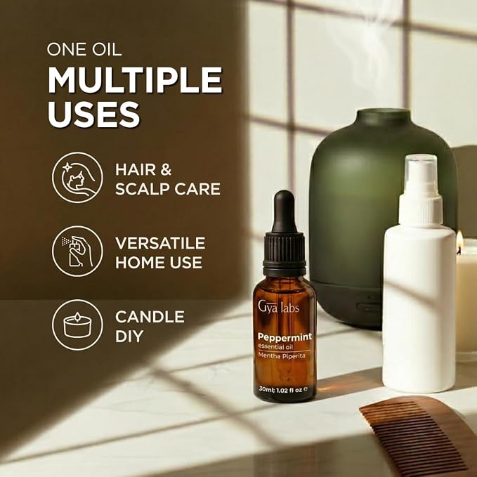100% Pure Peppermint Essential Oil - 1.02 Fl Oz - Peppermint Oil for Hair, Skin, Diffuser, Aromatherapy & DIY Candle Making Scent