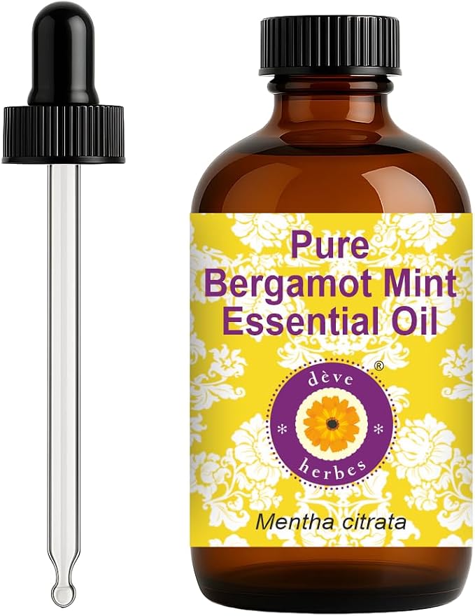 dève herbes Bergamot Mint Essential Oil (Mentha citrata) with Glass Dropper | Pure | Non-Sticky | Non-Greasy | Lightweight | Men & Women | All Skin Types | Steam Distilled 120ml (4 oz)