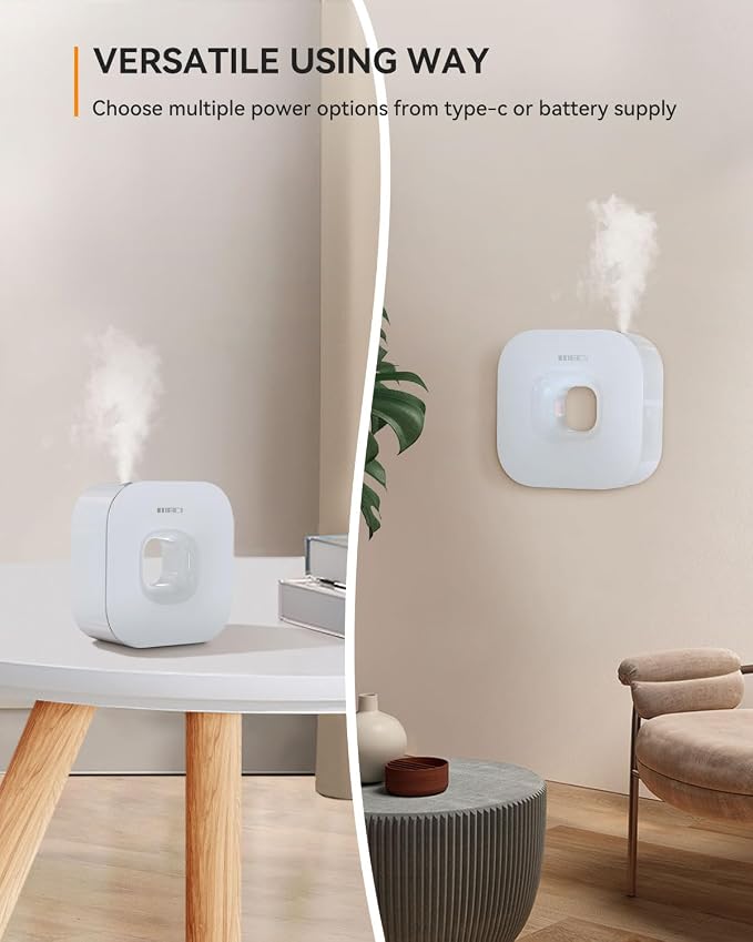 MEIDI Waterless Essential Oil Diffuser - Bluetooth Cordless Aromatherapy Diffuser with App Control, Smart Timer Setting, Hang-up Design and Wide Coverage for Home, Office, Hotel and SPA (White)