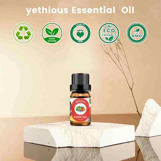 yethious Cotton Candy Bubble Gum Essential Oil Set, Cotton Candy Oil for Diffuser, Aromatherapy, Candle Soap Making - 2 Pack 0.33 Fl Oz Cotton Candy & Bubble Gum Oil
