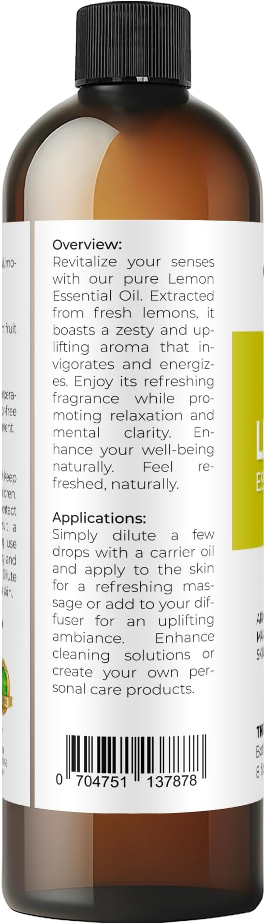 Lemon Essential Oil by Velona - 8 Fl Oz | Therapeutic Grade | for Aromatherapy Diffuser, Massage, Skincare, Haircare, Soapmaking | Undiluted
