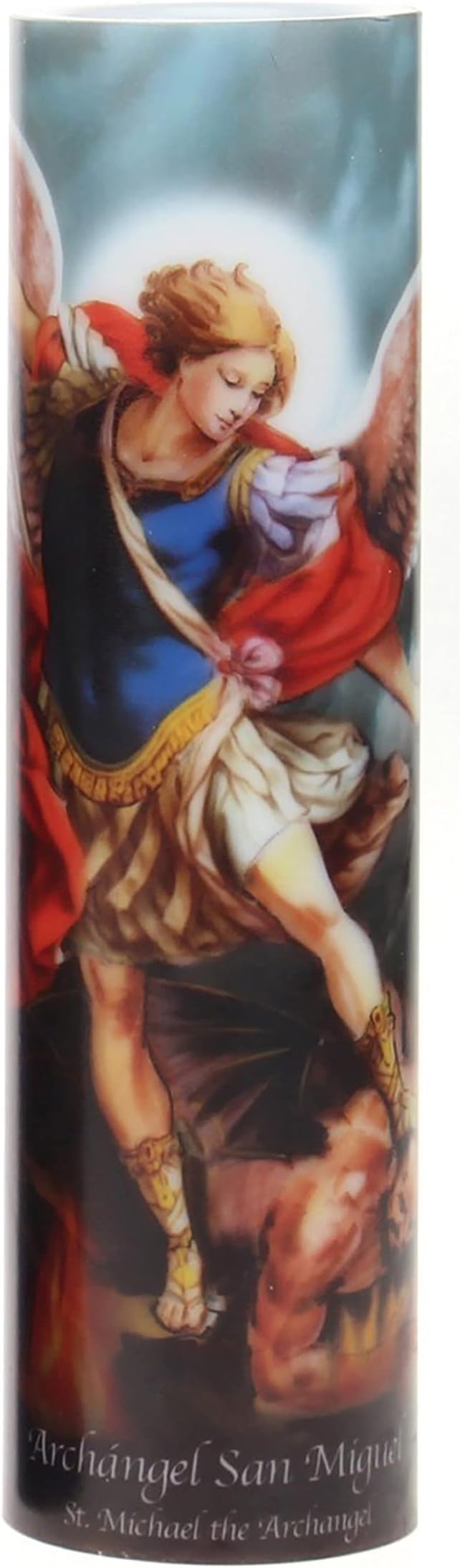 Stonebriar St. Micheal Flameless LED Devotional Prayer Candle with Automatic Timer