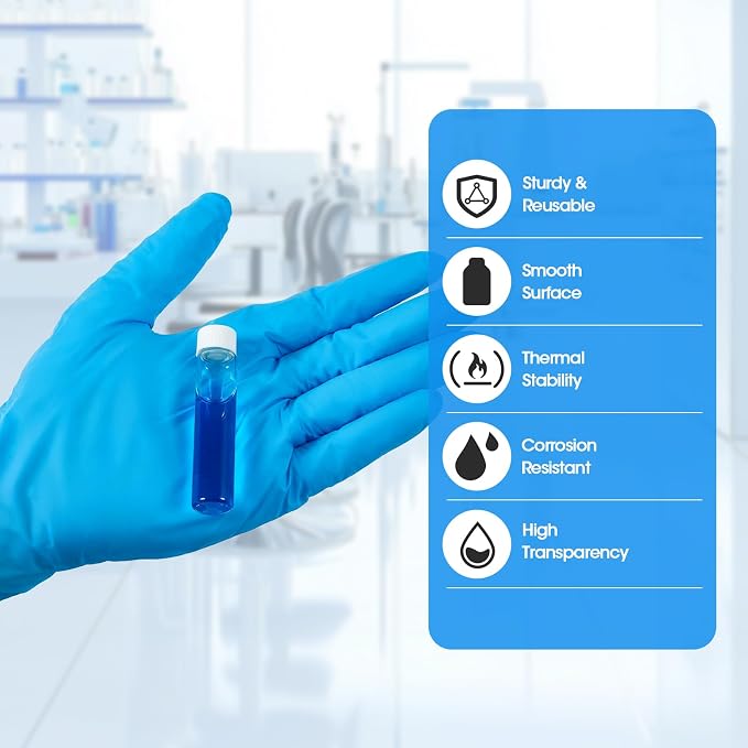 7ml Clear Glass Vials with Screw Caps and Plastic Stoppers, 2 Dram Small Liquid Sample Vial, Leak-Proof Vial, 50PCS(White Cap)