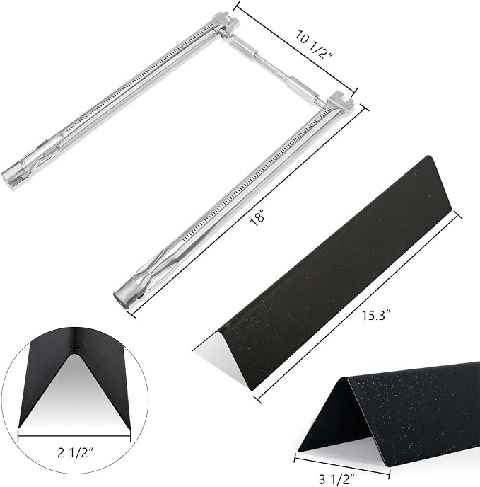 Grill Replacement Parts for Weber Spirit, 7635 Flavorizer Bars 15.3 Inch Flavorizer Bars and 69785 Burner for Weber Spirit I & II 200 with Front Control, Spirit E210, E220, S210, S220