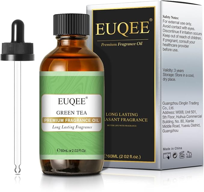 EUQEE Green Tea Fragrance Oils, 2.02 Fl oz/ 60ml Essential Oils for Diffuser, Candle Making, DIY Soap with Glass Dropper