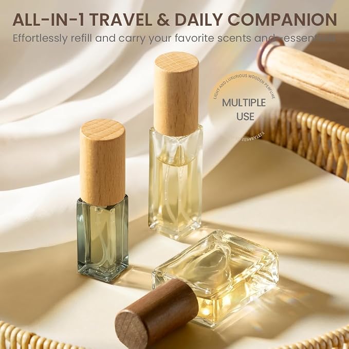 Perfume Atomizer, Glass Perfume Container,Travel Bottle Refillable, Empty Portable Leakproof Fragrance Spray Bottle (5pcs 15ml/0.5oz)