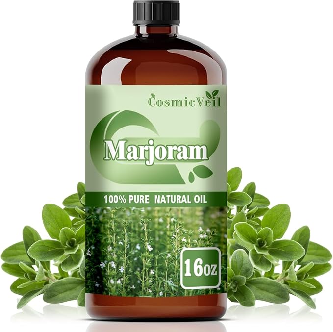 Marjoram Essential Oil Marjoram Oil for Aroma Diffuser,Humidifier,Home Fragrance,Cleaning,Body Care,Massage,Yoga,DIY Candle,DIY Soap CosmicVeil（Marjoram，16 Fl Oz (Pack of 1)）