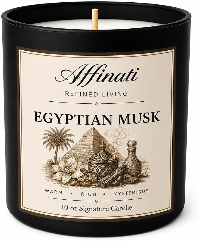 Affinati Egyptian Musk Signature Candle - 10 oz Luxury Soy Blend Wax Candle, Long-Lasting Home Fragrance