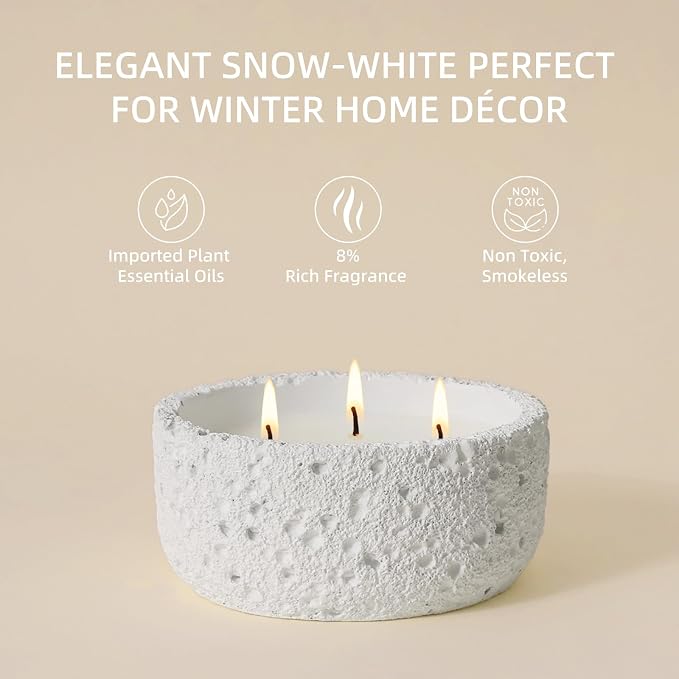 Viyffo 20oz Large White Scented Candle – Vanilla Dreamscape, 3 Wick Non Toxic Soy Candles in Matte Ceramic Jar, Perfect for Luxury Home Fragrance, Elegant Room Décor & Premium Gift for Women