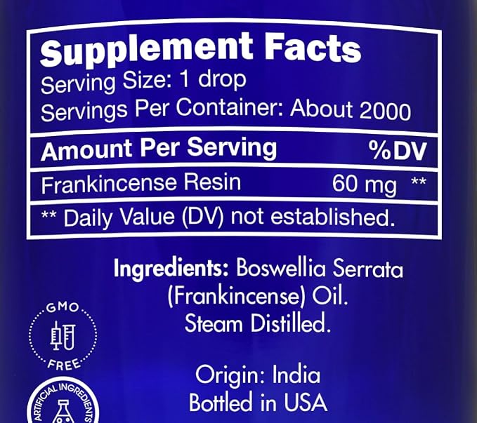 Frankincense Essential Oil, Food Grade, for Face, Dark Circles – 100% Pure, Frankincense, Resin, Oil, Boswellia Serrata, Edible, by Zongle Therapeutics, 4 OZ
