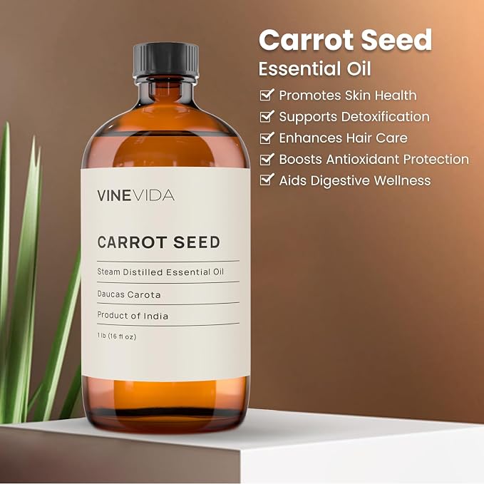 VINEVIDA Carrot Seed Essential Oil 16 oz - Undiluted for Candlemaking and Soap Making - DIY Candle Scents - Bulk Oil Safe for Skin