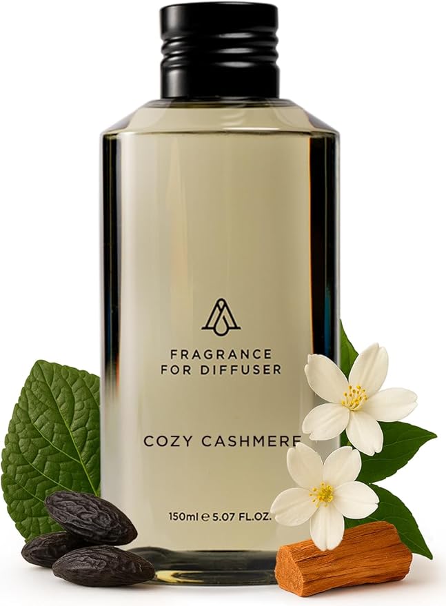 AromaPlan Hotel Scents Cozy Cashmere 5 Fl Oz (148ml), Home Luxury Aroma & Hotel Fragrance Diffuser Oil- Hotel Diffuser Oil for Aromatherapy- USA Made, Bigger Bottle, Bolder Aroma & Longer Lasting