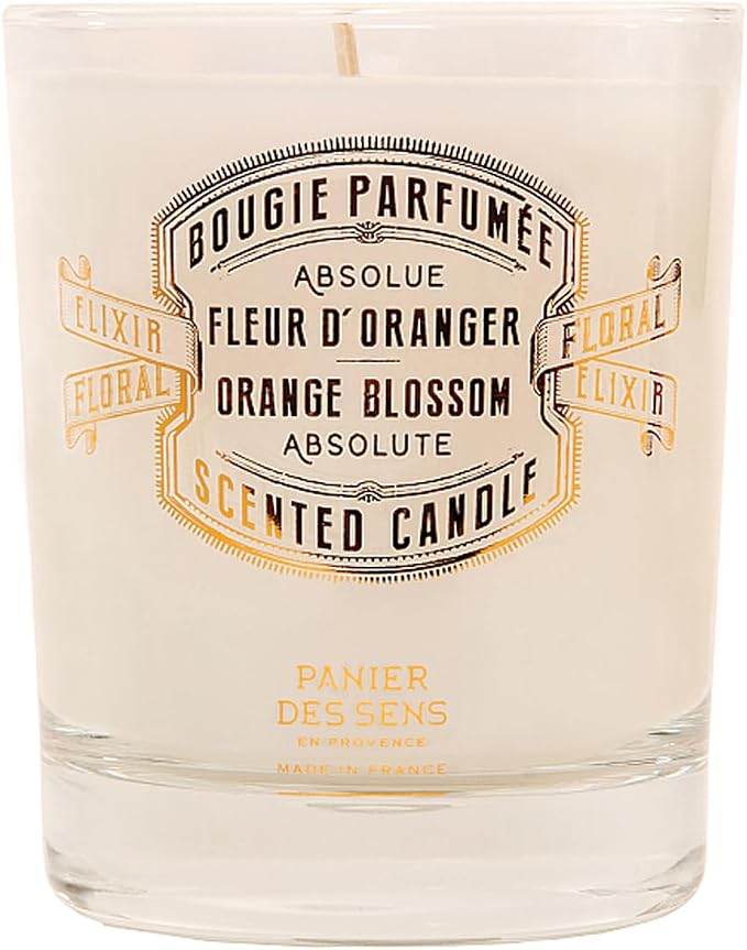 Panier des Sens Orange Blossom Candle - Hand-Poured in Provence, France - Long Lasting Scented Candles - up to 55 Hours Burn Time - Orange Scented Candle - 100% Natural Cotton Wick - 6.3 oz