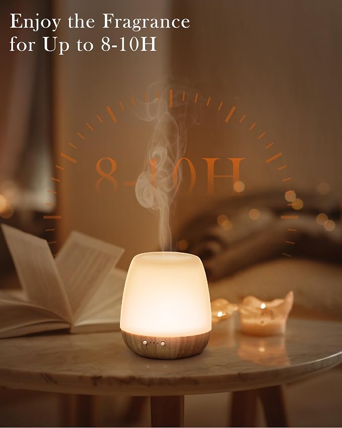 Essential Oil Diffuser - 2.4MHz Ultrasonic Glass & Bamboo Diffuser with Pulse/Continuous Mist & Night Light, Waterless Auto-Off, Silent Aroma Diffuser for Home, Office, Yoga, Spa, Gifts & Home Decor.