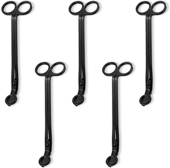 5 Pack Wholesale Candle Wick Trimmer Cutter, Stainless Steel Wick Clipper Cutter, Matte Black Wick Candle Scissor, Reaches Deep Into Candles to Cut Spent Wicks