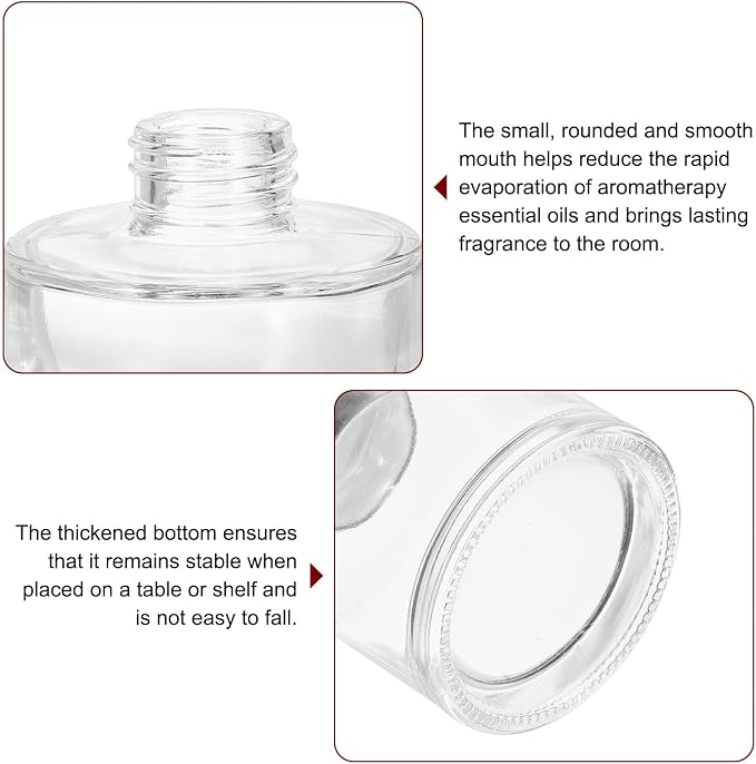HARFINGTON 100ml/3.4oz Empty Glass Diffuser Bottle 2.8" x 2.6" Refillable Fragrance Accessories Aromatherapy Jar Container for Replacement Reed Diffuser DIY Home Bathroom Transparent