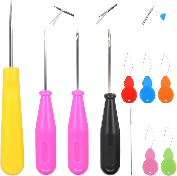 10 Pcs Candle Needle Kit, Mold Punch with Hook, Large Eye Wicking Needle, Threader for All Thickness Candle Making