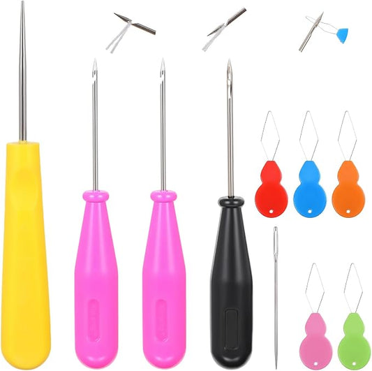 10 Pcs Candle Needle Kit, Mold Punch with Hook, Large Eye Wicking Needle, Threader for All Thickness Candle Making