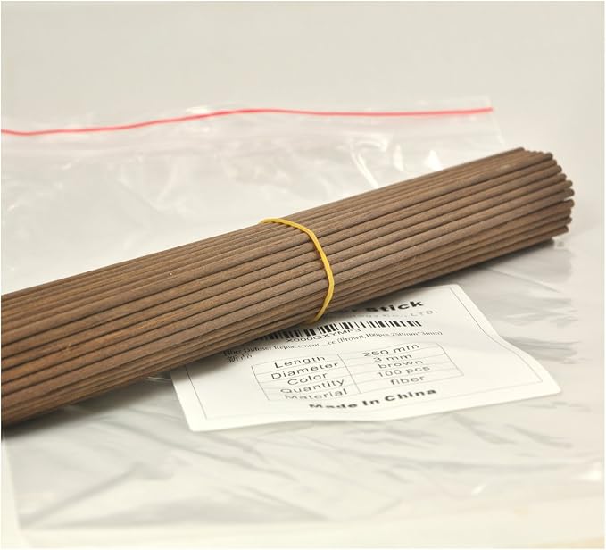 50 Pieces Fiber Reed Diffuser Replacement Refill Sticks for Aroma Fragrance (Brown, 10" x3mm)