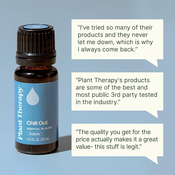 Plant Therapy Chill Out Essential Oil Blend (Formally Let It Go), 10 mL (1/3 oz), for Stress & Calming Relief, 100% Pure, Undiluted, Great for Essential Oil Diffusers
