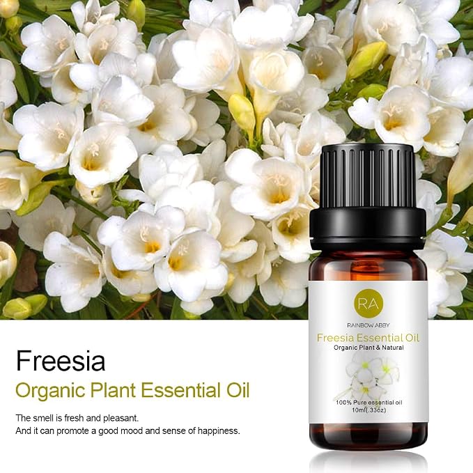 RAINBOW ABBY Freesia Essential Oil, 100% Pure Organic Natural Aromatherapy Freesia Oil for Diffuser (10ml)