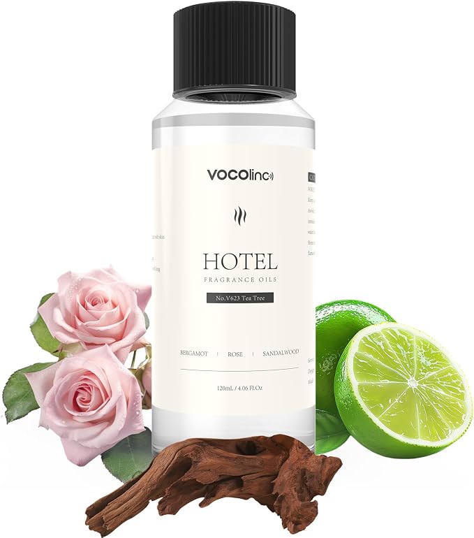 VOCOlinc Hotel Collection Diffuser Oil - Tea Tree - Inspired by Luxury Five Star Hotel Lobby Scent Oil for Waterless Oil Diffusers, Luxurious Scents of Bergamot, Rose, and Sandalwood (4.06 OZ)