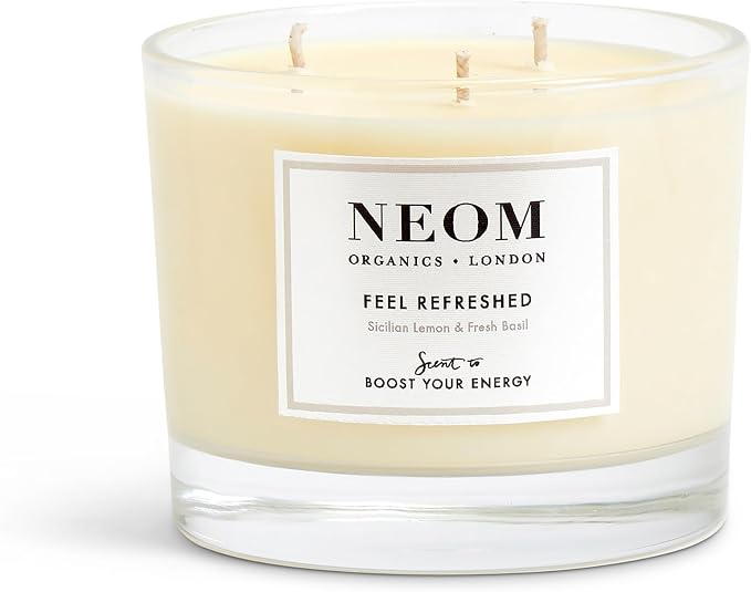 NEOM- Feel Refreshed Scented Candle, 3 Wick | Lemon & Basil | Essential Oil Aromatherapy Candle | Scent to Boost Your Energy