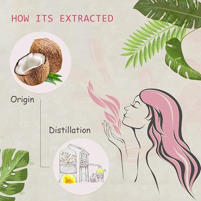 Coconut Essential Oil - 100% Pure Organic Natural Plant (Cocos nucifera) Coconut Oil for Diffuser, Aroma, Spa, Massage, Yoga, Perfume, 0.33oz