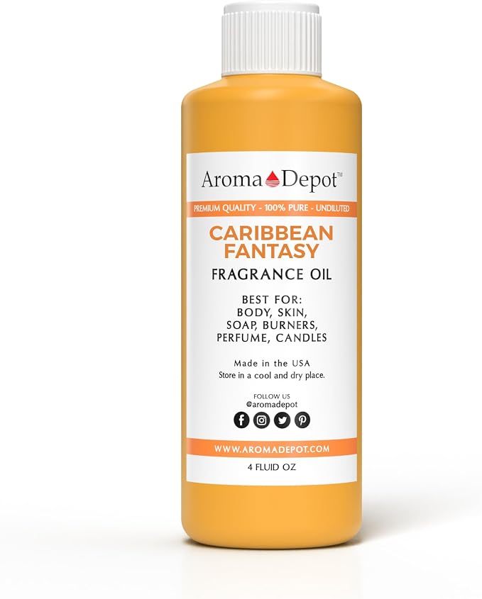 Caribbean Fantasy 4 oz. Fragrance Oil I Perfume I Skin Oil I Scented Oil. DIY Projects Such as Candles, Bath Bombs, Body Butters, Creams & Lotions. Few Drops in The Diffuser, Burners, or Warmers