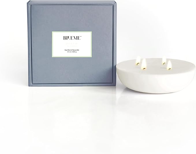 Blueme Renew Candle Refill | Ivy & Rose | 4 Wick - Contains Essential Oil, Sustainable, Hand Finished, Hand Poured, Luxury Refill, Natural Cotton Wick, Soy-Wax Blend | Large 24 oz