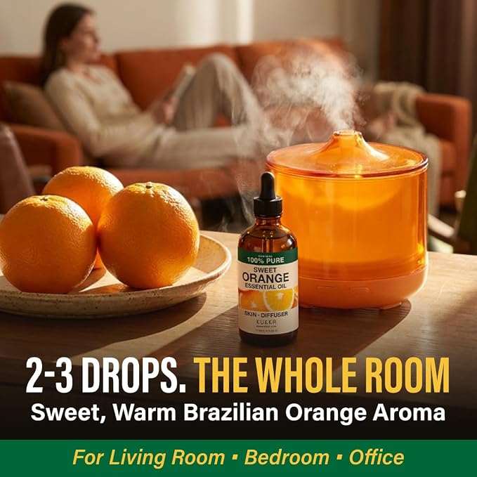 100% Pure Orange Oil - 4 Fl Oz Orange Essential Oil for Hair, Skin, Diffuser, Aromatherapy & DIY Soap Making Scent