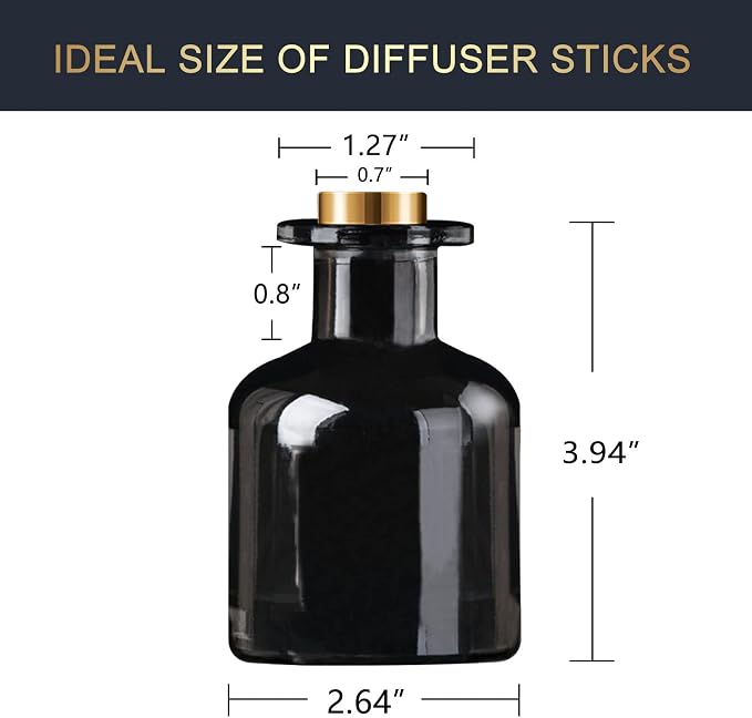 HOSSIAN 2 Clear Glass Diffuser Bottles 2 Black Diffuser Bottles -with Natural Reed Sticks Use for DIY Replacement Reed Diffuser Sets (Clear+Black)