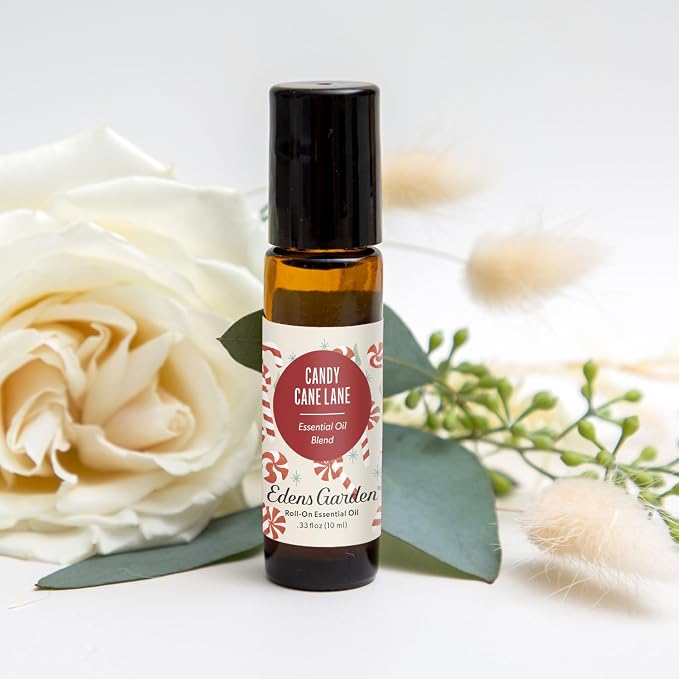 Edens Garden Candy Cane Lane Essential Oil Roll-On – Pre-Diluted Peppermint Blend, Cooling Holiday Aromatherapy for Headaches, Stress & Wellness Gifts, 10 ml (.33 fl oz)
