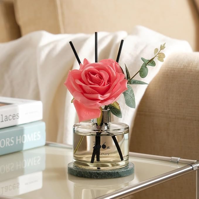396 st. Rose Flower Reed Diffuser, Baby Powder, 200ml(6.7oz) / Reed Diffuser Sets, Home Fragrance, Scented Oils, Home & Bathroom Décor