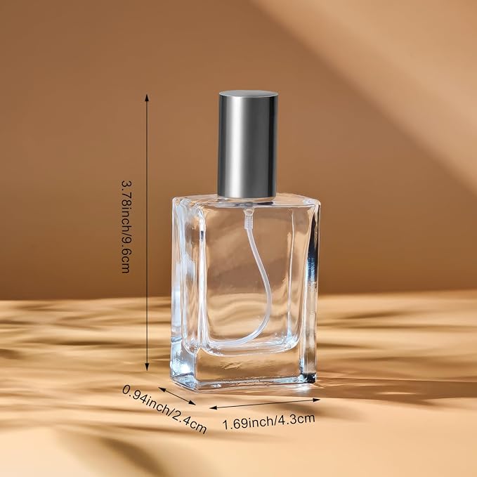 30ml/1.0 Oz Glass Spray Bottle Perfume Atomizer,Travel Refillable Perfume Bottles Empty Classic Spray Bottle 2Pack (Silver, 30ml)