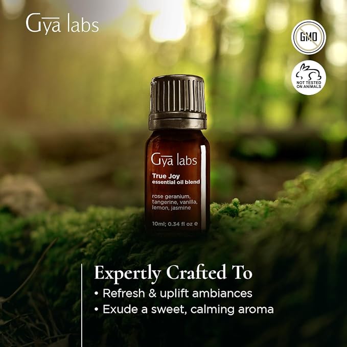 Gya Labs Joy Essential Oil Blend - 100% Pure Natural Undiluted True Joy Essential Oil - Calming & Uplifting (0.34 Fl Oz) (Pack of 3)