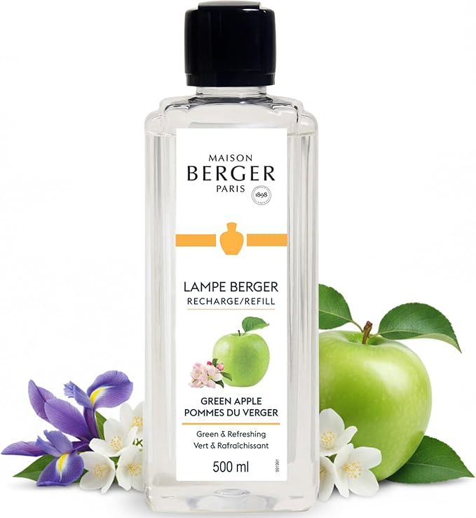 MAISON BERGER Lampe Berger Refill, 500 ml, Green Apple | Catalytic Lamp Fragrance Refill, Helps Neutralize Odors, ~80 h Fragrance Diffusion, Made in France
