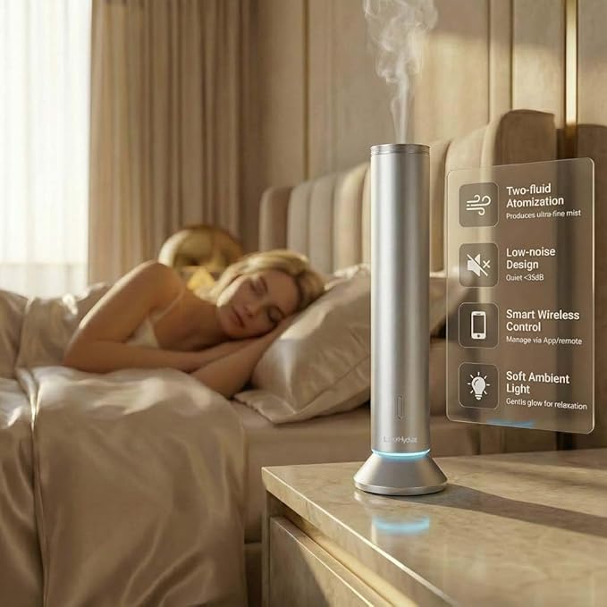 Waterless Essential Oil Diffuser, Smart App Controlled Scent Diffuser for Large Room, Covers Up to 4000 Sq Ft, Quiet Aroma Diffuser for Home Hotel Office,360° Ambient Light (Silver, Desktop)