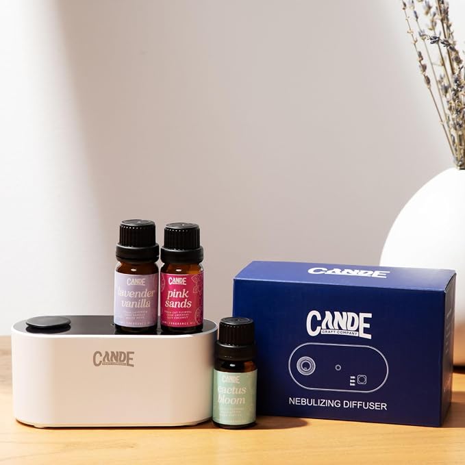 CE CRAFT Waterless Travel Diffuser Gift Set - Rechargeable Diffuser for Aromatherapy - Includes 3 Fragrance Oils - Fragrance Dispenser for Office and Home - Christmas, Black