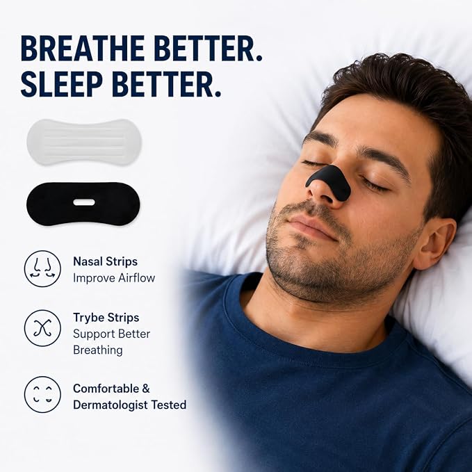 Trybe Sleep Kit, Sleep Mask, Ear Plugs, Nose Strips, and Light Covers for Travel. Sleep kit Bag and Breath and Sleep Guide for Travel, Hotels, Camping or Home (Sleep Kit) (Sleep Kit)