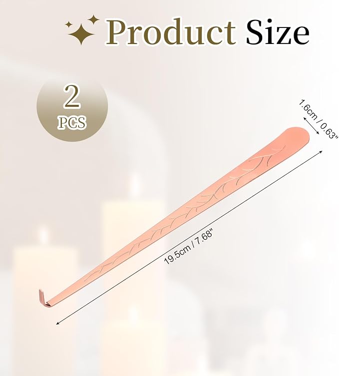 uxcell 2 Pcs Candle Wick Dipper, Stainless Steel Candle Wick Hook, Flame Dipper Snuffer Extinguish Accessory Flat Design for Putting Out Flame Home Decor Gifts, Rose