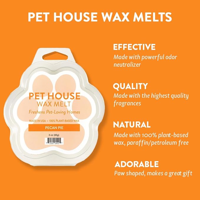 Pet House Pecan Pie Fall Wax Melts - Long-Lasting Scented Holiday Wax Melts, Plant Based, Pet Friendly Pack of 2