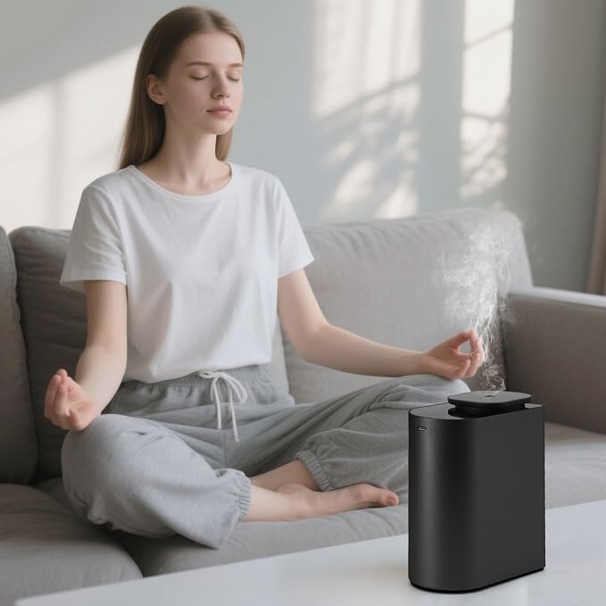 Waterless Essential Oil Diffuser with 8 Color LED Night Light, 3 Mist Levels & Timers, Portable Rechargeable Aromatherapy Diffuser for Home Car Room Studio Office, Metal (Black-100)