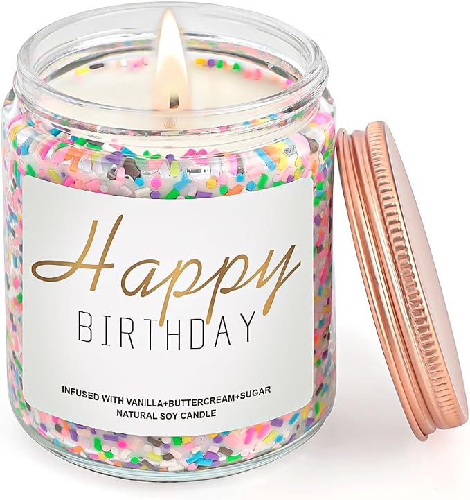 Candles for Birthday, Vanilla Cream Scented Candle 7OZ, Happy Birthday Candle Gifts for Women Her Best Friend, Unique Cute Soy Candles Non Toxic Aromatherapy