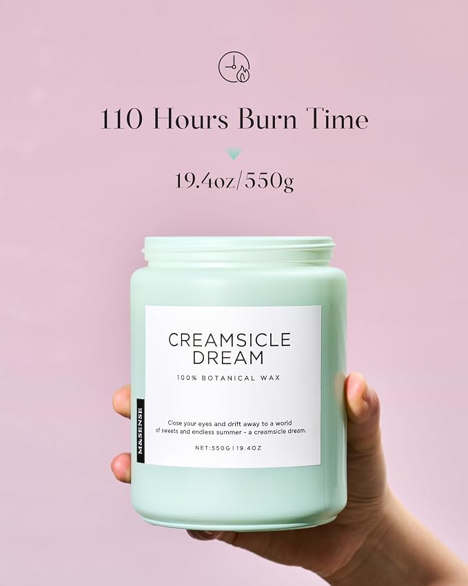 M&SENSE Orange Creamsicle Candle for Home Refresh & Spring Scenting, 19.4oz Soy Wax Candle with 110 Hours Burn Time, Non Toxic, Long Lasting Fragrance Gifts for Women & Mom