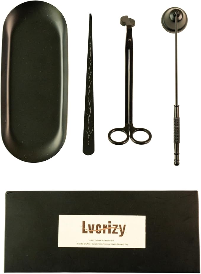 4-in-1 Candle Accessory Set – Candle Wick Trimmer, Candle Snuffer, Wick Dipper & Candle Tray