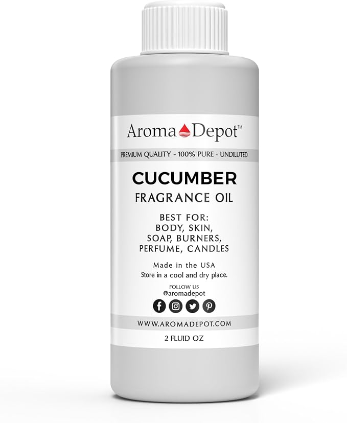 Aroma Depot 2oz Cucumber Perfume Oil for Making, Body Oil, Soap, Candle Making & Incense. Our Version is a Premium Quality Undiluted & Alcohol Free