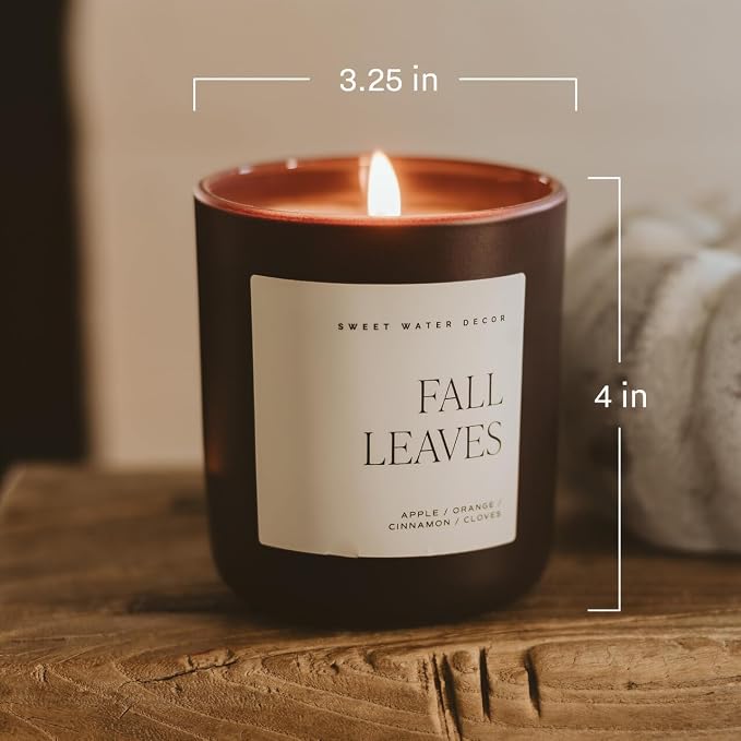 Sweet Water Decor Hello Fall Candle, Large 15oz Jar, Non-Toxic Soy Blend Wax Scented with Apple Cider & Spice, Long-Lasting Autumn Candle, Fall, Halloween & Thanksgiving Gift for Women, 70+ Hour Burn